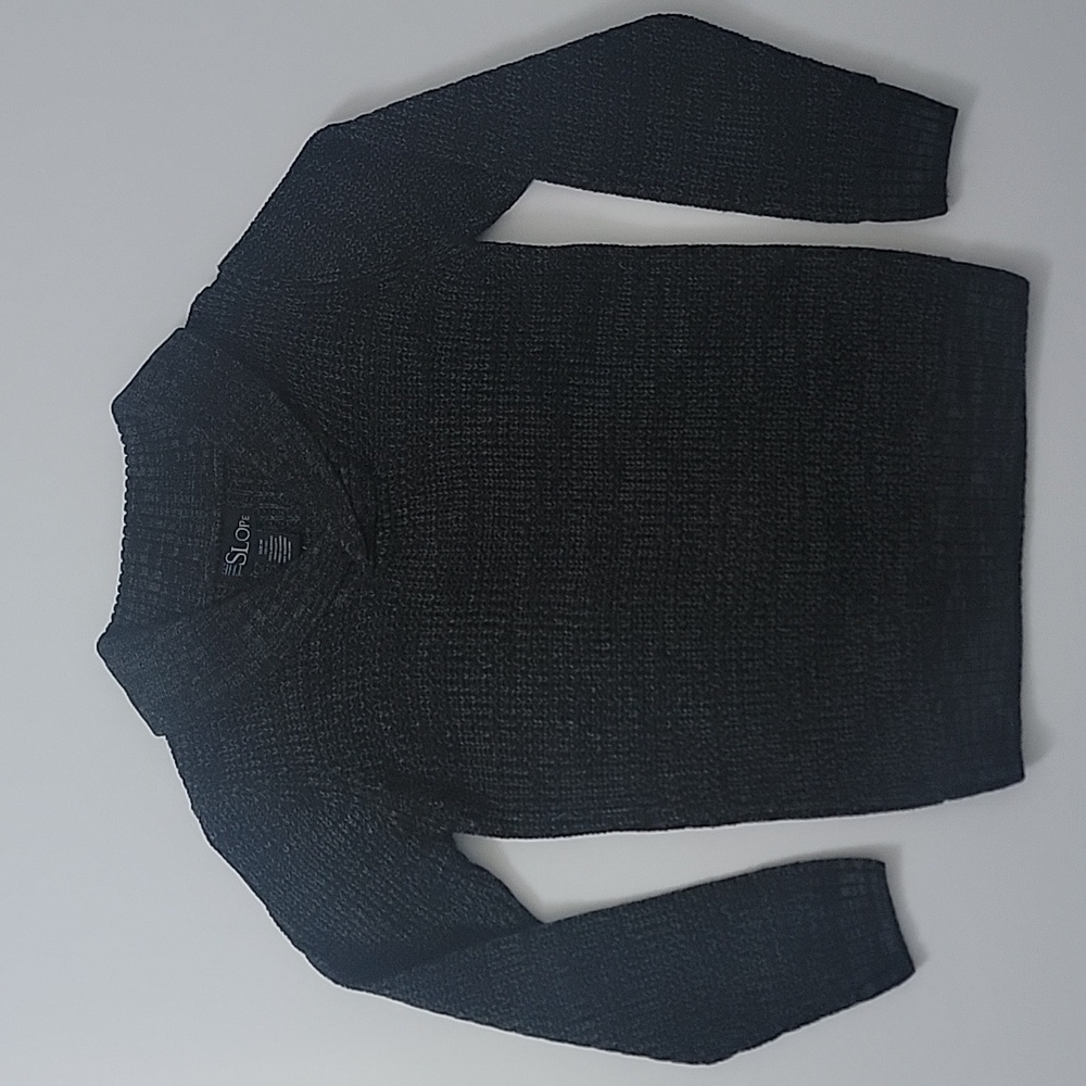 The Slope Kids' Black Grey Knit Dress Shawl V Neck Collar Sweater Size M 10/12